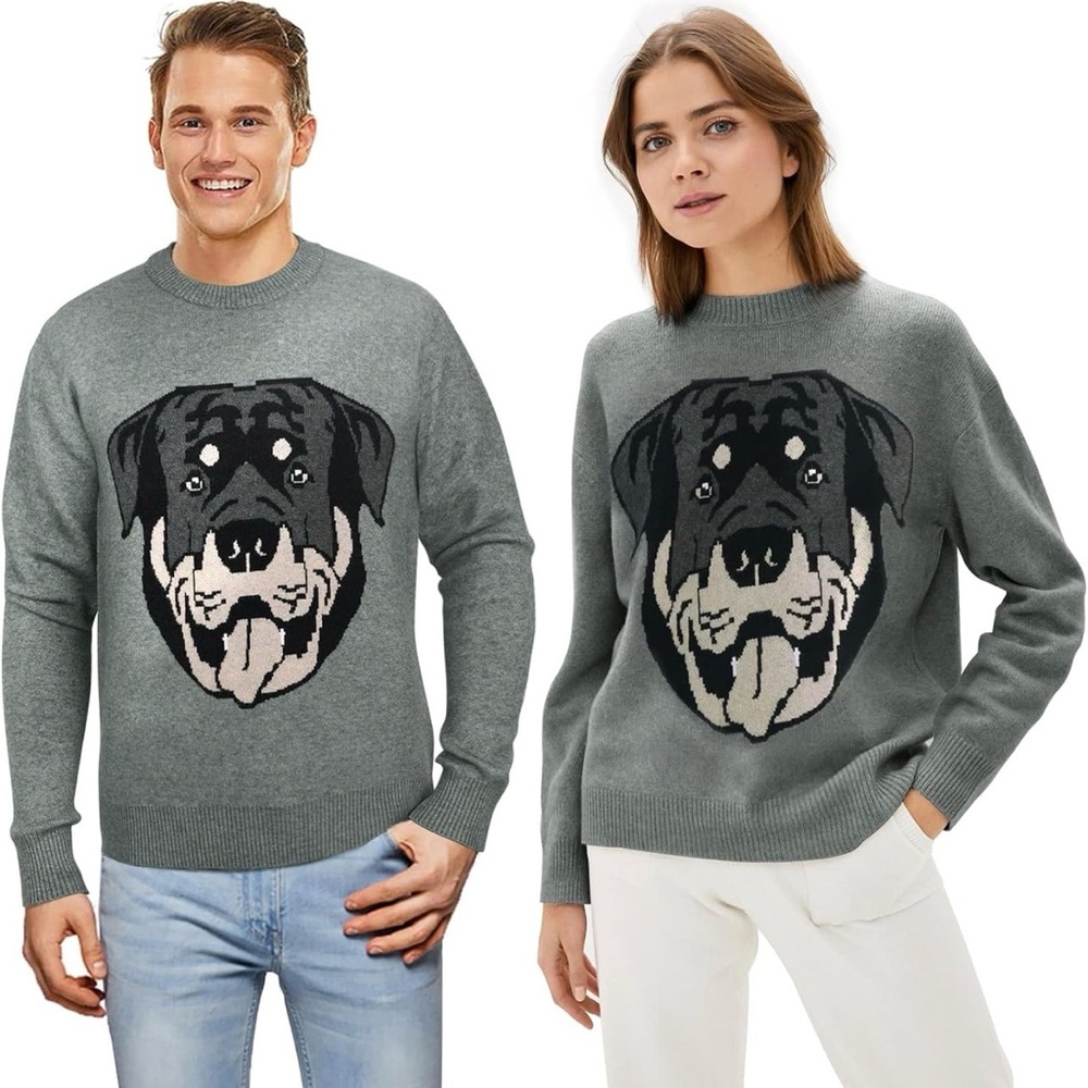 NEW! MCJC Grey Funny Dog Sweater Sz M Brand New with Tags Gift Business Casual